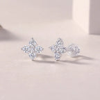 1Sweetheart French - Diamond Jewelry with Moissanite S925 Sterling Silver and Platinum-Plated Stud Earrings 