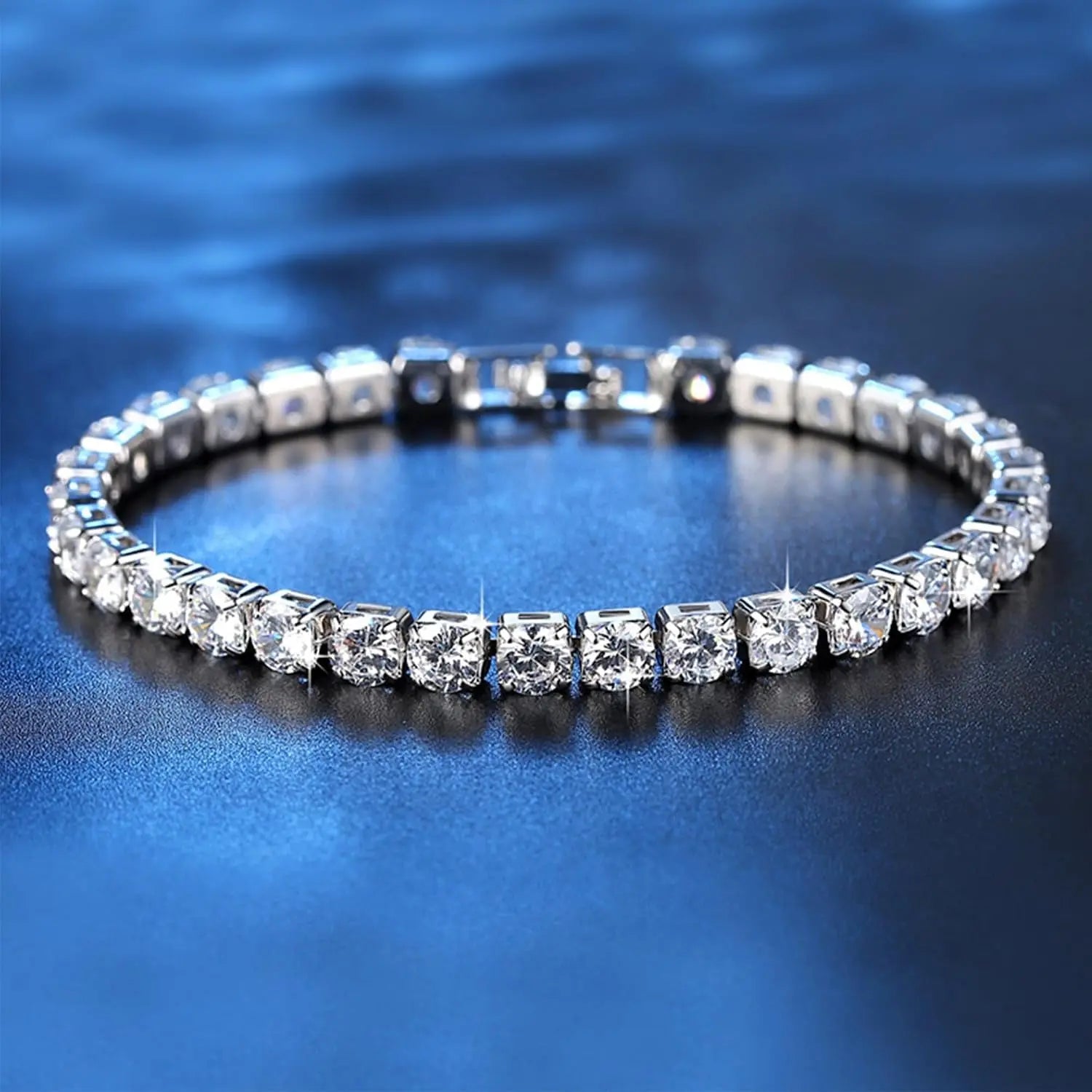 Moissanite Tennis Bracelet 14K Gold Plated D Color VVS1 
