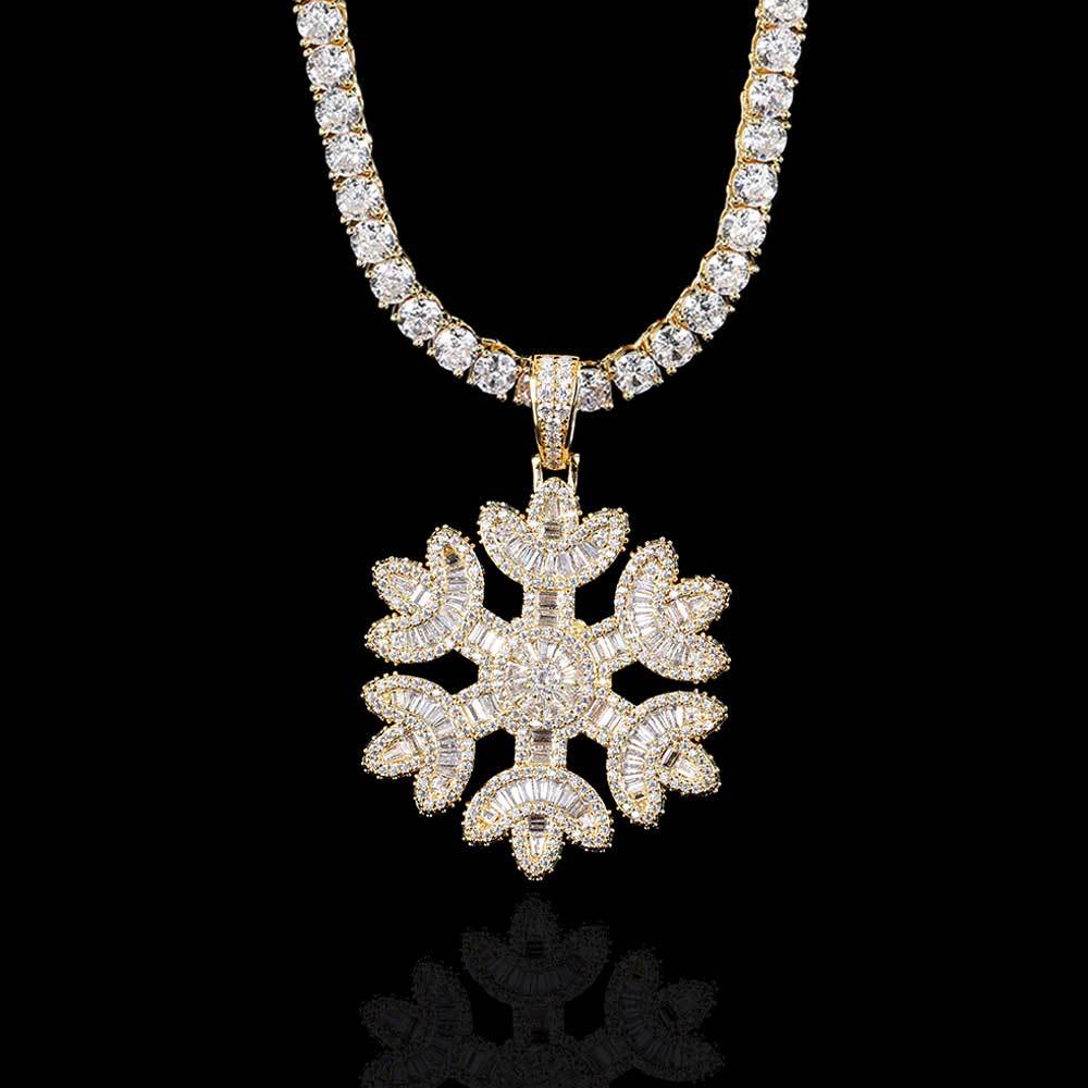 Zircon Snowflake Pendant Jewelry Real Gold Electric