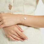 Dainty Gold Bracelets For Women, 14K Gold Filled Adjustable Layered Bracelet Cute Oval Chain  Bar Gold Bracelet
