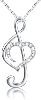 Musical Note Necklace Pendant 925 Sterling Silver