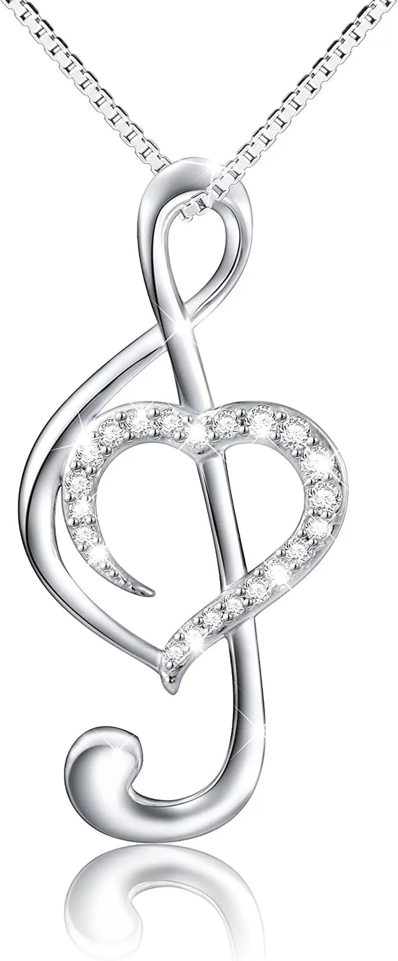 Musical Note Necklace Pendant 925 Sterling Silver