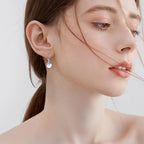 925 Sterling Silver Moonstone Drop Leverback Earrings – Elegant Gemstone Jewelry NP Collection