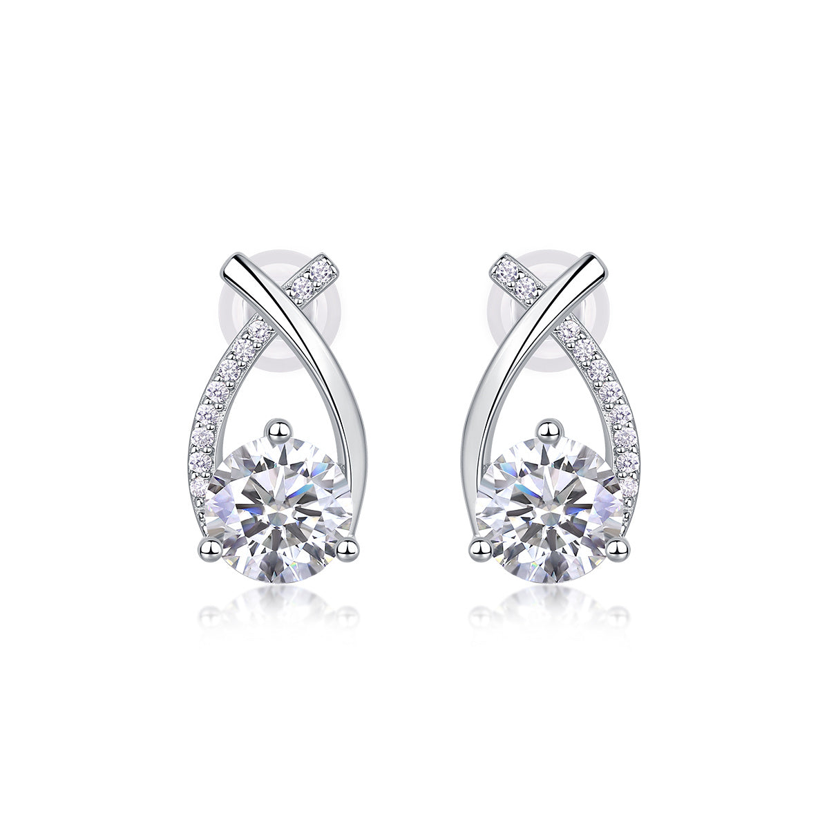 Happy Encounter - 1-carat Moissan Diamond S925 Sterling Silver And Platinum-plated Stud Earrings