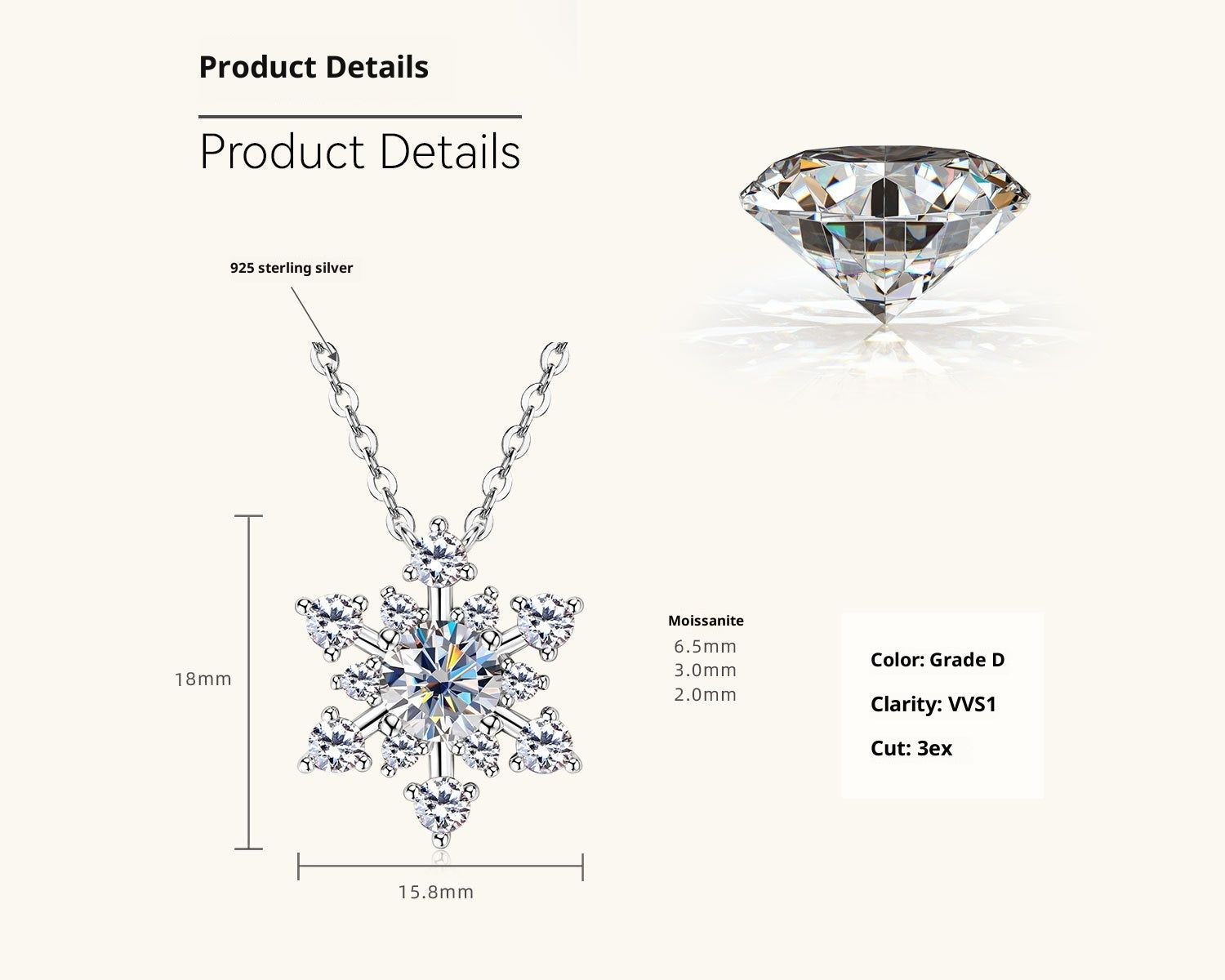 New Ins Style Snowflake Moissanite Necklace