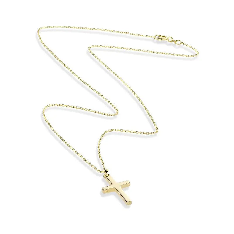 14K Gold Plated Small Cross Pendant Necklace