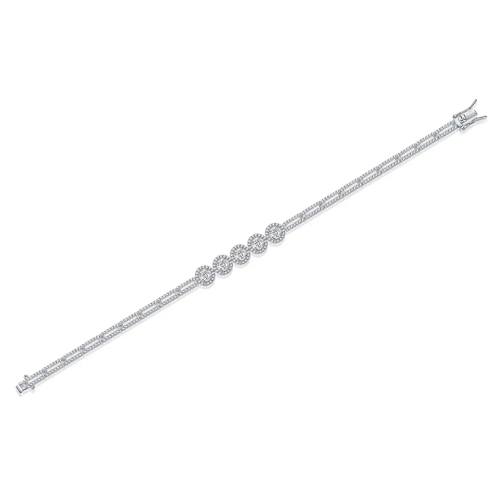 0.3-carat Luxury And Fashionable Light Luxury Trend Jewelry Silver Bracelet Set With Top-quality Moissanite, S925 Silver Electroplated Platinum NP Collection