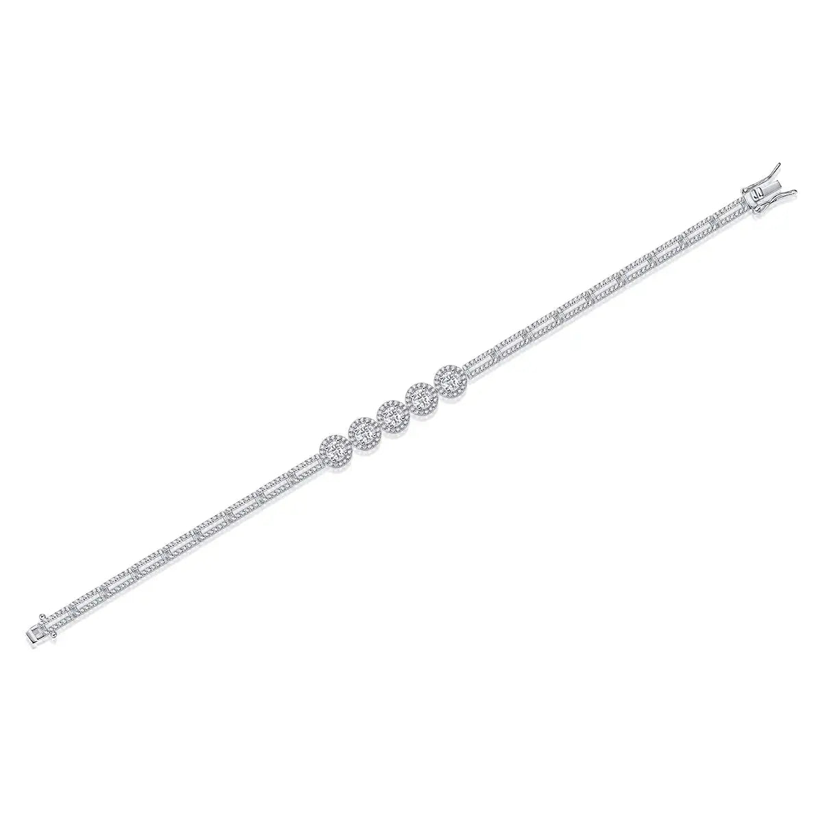 0.3-carat Luxury And Fashionable Light Luxury Trend Jewelry Silver Bracelet Set With Top-quality Moissanite, S925 Silver Electroplated Platinum NP Collection