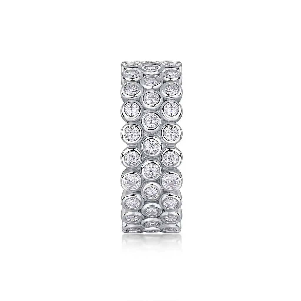 A Luxurious And Fashionable Light Luxury Jewelry Silver Ring Set With Top-quality Moissanite, S925 Silver Plated With Platinum NP Collection
