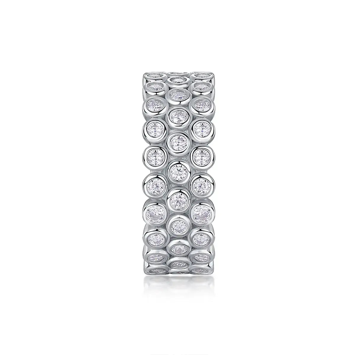 A Luxurious And Fashionable Light Luxury Jewelry Silver Ring Set With Top-quality Moissanite, S925 Silver Plated With Platinum NP Collection