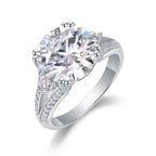 1Elegant Radiance - Ring with 5-Carat Moissanite S925 Sterling Silver and Platinum-Plated Diamond 