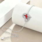 Red Cardinal Heart Shaped Zircon Sterling Silver Anklet – Romantic Jewelry Gift NP Collection