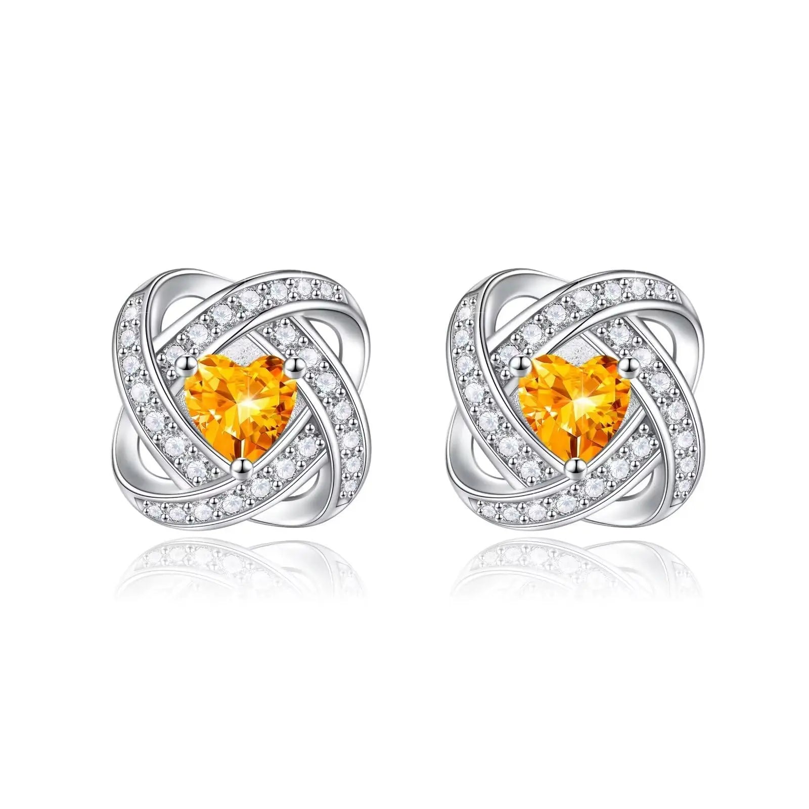 Silver Heart Citrine Stud Earrings NP Colletion