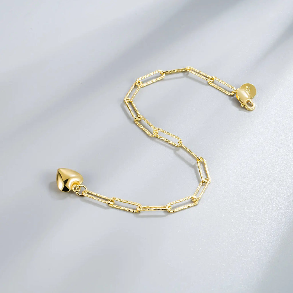 Womens S925 Sterling Silver Heart Bracelet NP Collection