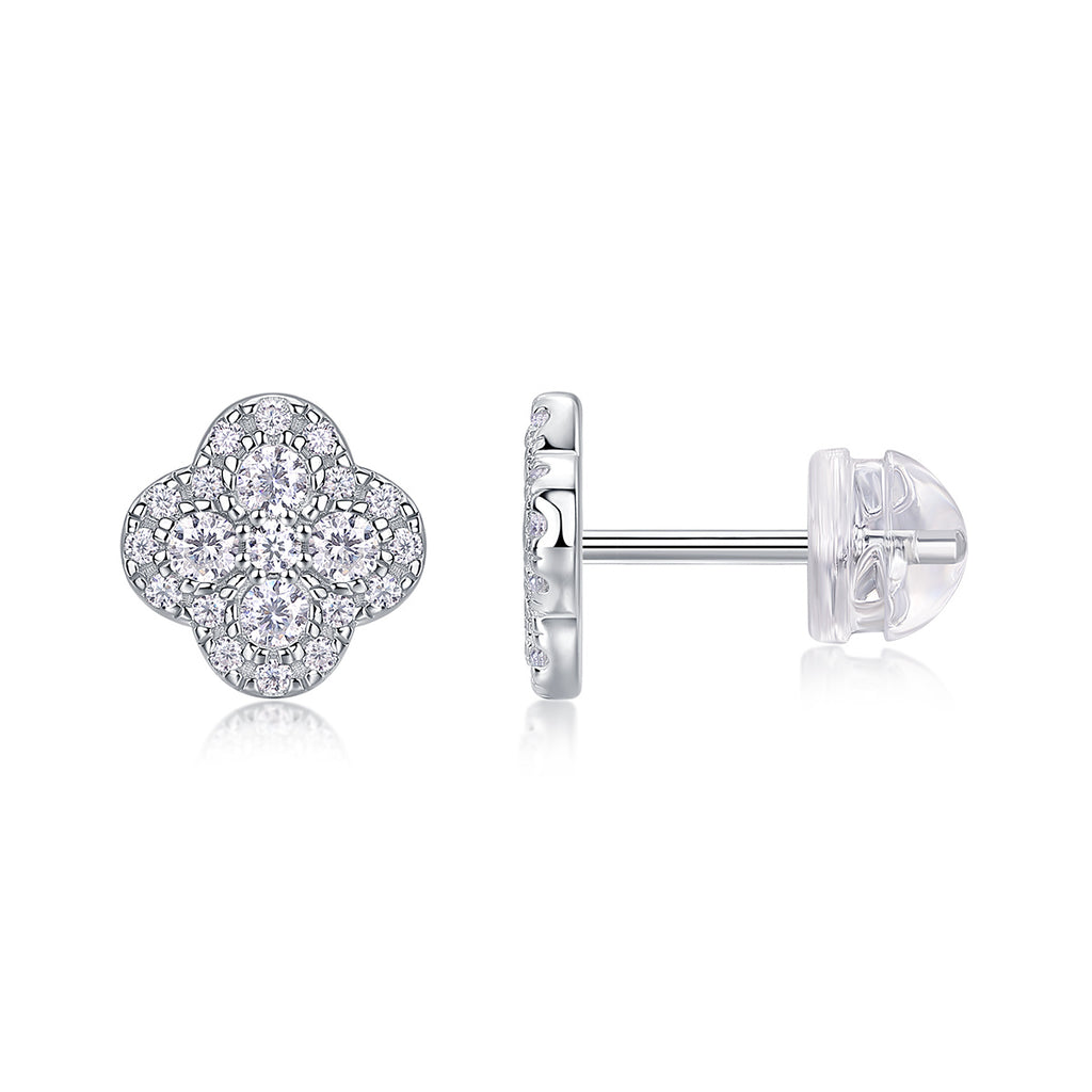 Ningxiang - Moissanite S925 Sterling Silver And Platinum-plated Stud Earrings