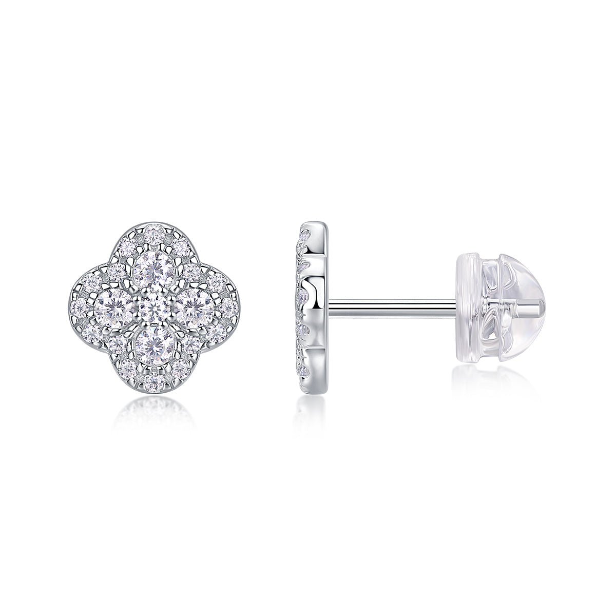 Ningxiang - Moissanite S925 Sterling Silver And Platinum-plated Stud Earrings