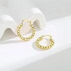 14K Gold Hoop Earrings Wrinkle Texture Chunky Hoops 