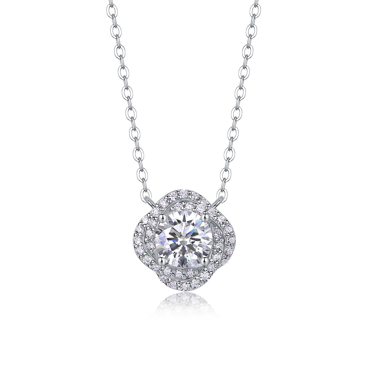 Lucky Flower - 1-carat Moissanite S925 Sterling Silver And Platinum Plating Pendant