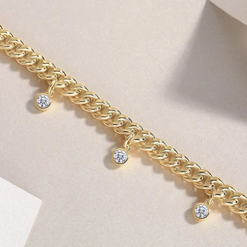 Moissanite S925 Gold-Plated Silver Bracelet – Luxurious Light Luxury Trend Jewelry NP Collection