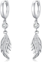 925 Sterling Silver Angel Wings Dangle Earrings
