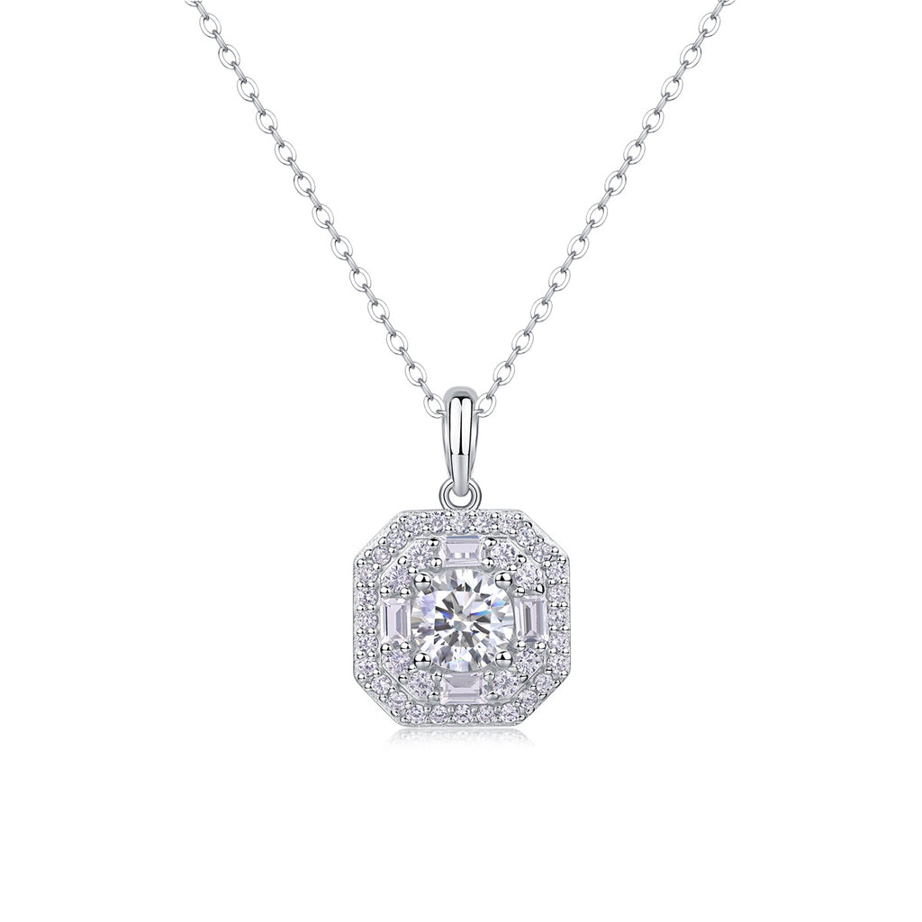 Small Square Bag - 1-carat Moissan Diamond S925 Sterling Silver And Platinum-plated Pendant