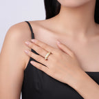 Moissanite S925 Sterling Silver And Gold-plated Diamond Ring