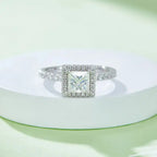 Square Moissanite Set With Top-quality Moissanite Luxury And Fashionable Light Luxury Jewelry Silver Ring S925 Silver Electroplated With Platinum NP Collection