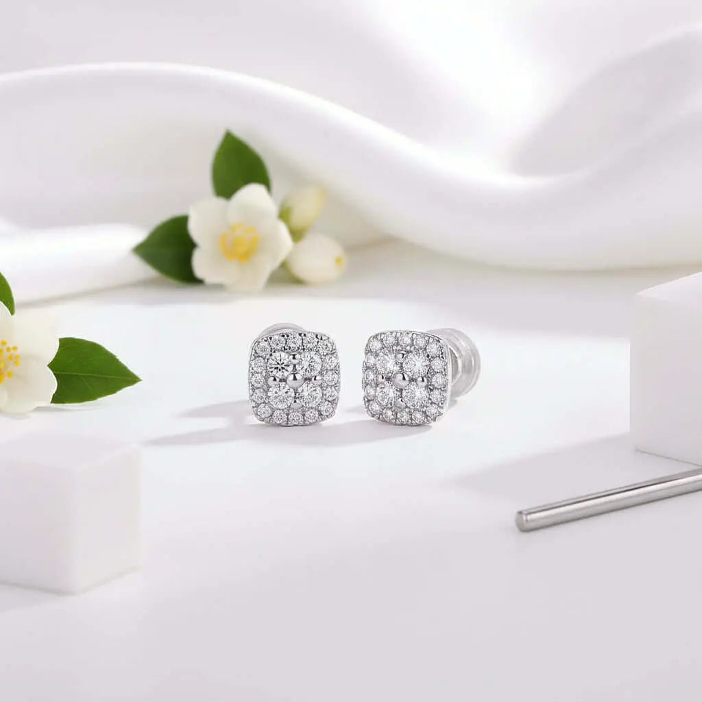 Mini Moissanite Stud Earrings – S925 Sterling Silver Platinum-Plated