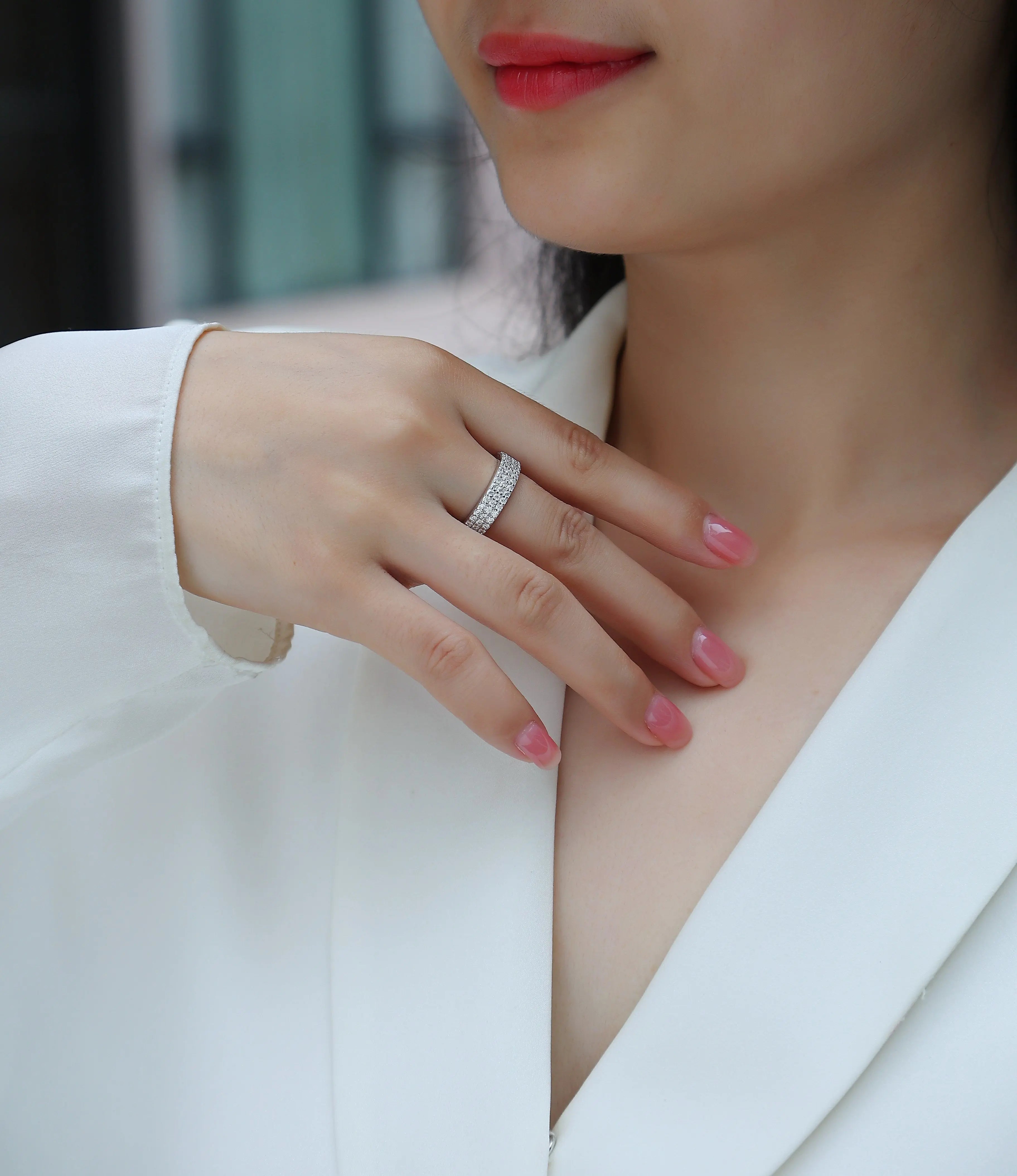 Luxurious & Fashionable Light Luxury Moissanite Silver Ring – S925 Platinum Plated NP Collection