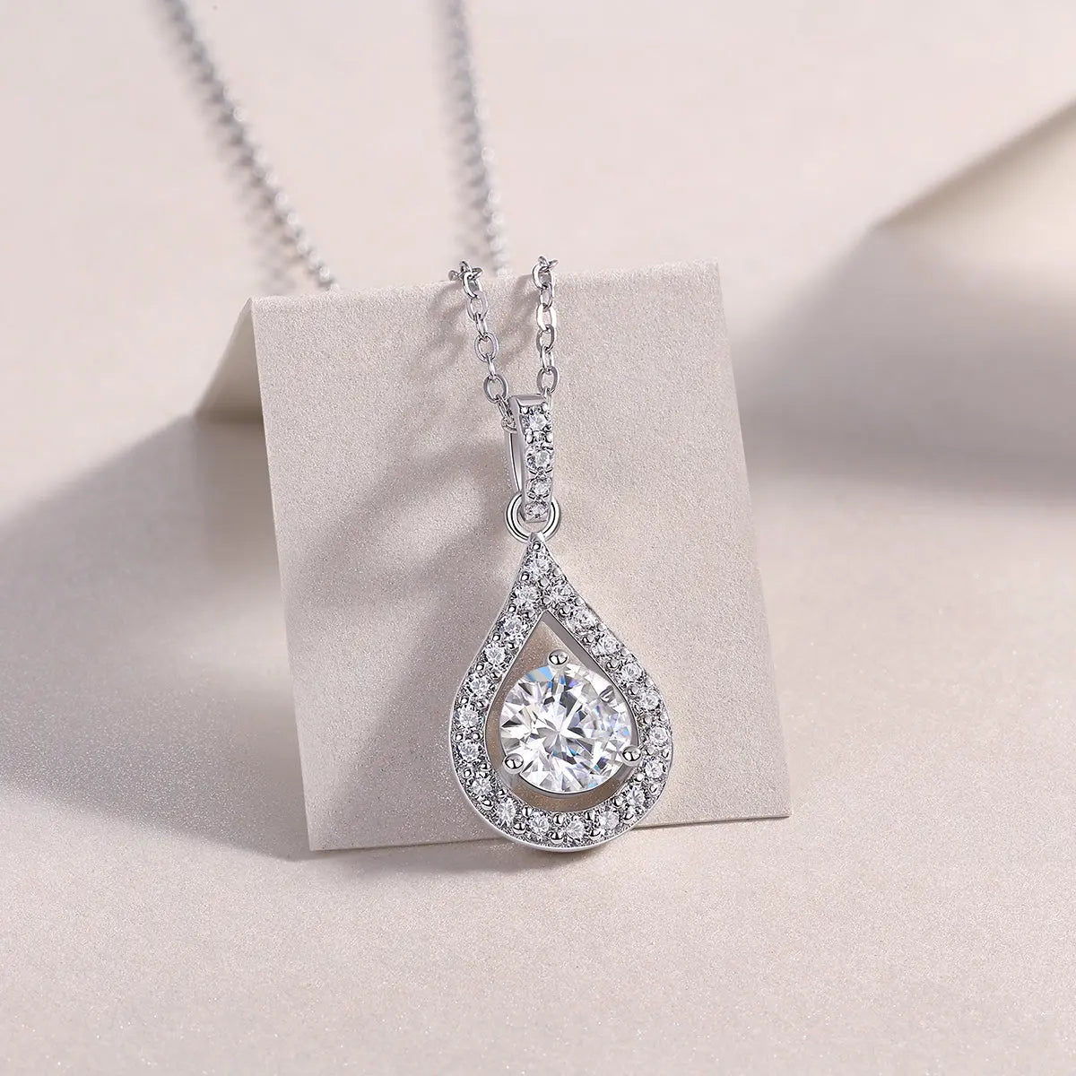 1Heart Charm Diamond Jewelry Piece Set with 1-Carat Moissan Diamond S925 Sterling Silver and Platinum-Plated Pendant