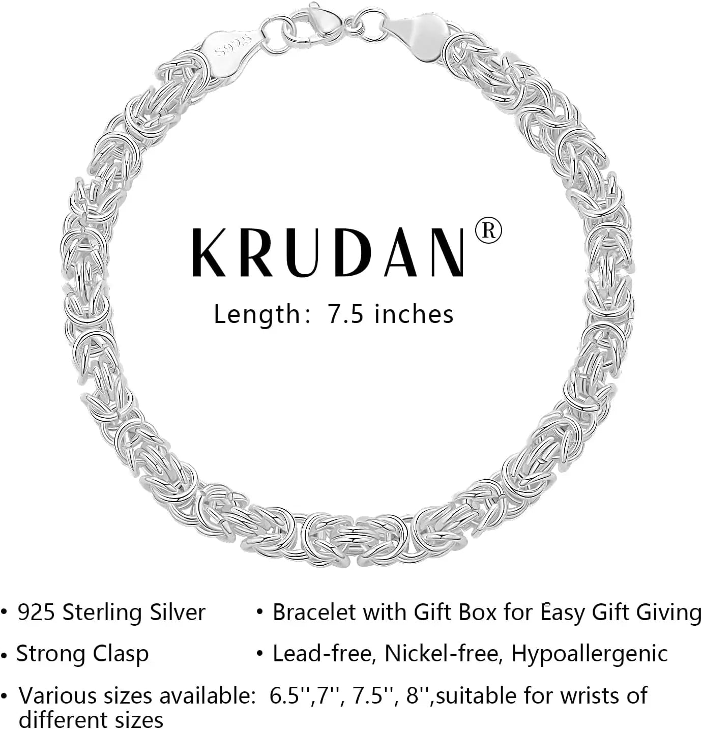 925 Sterling Silver Byzantine Bracelet