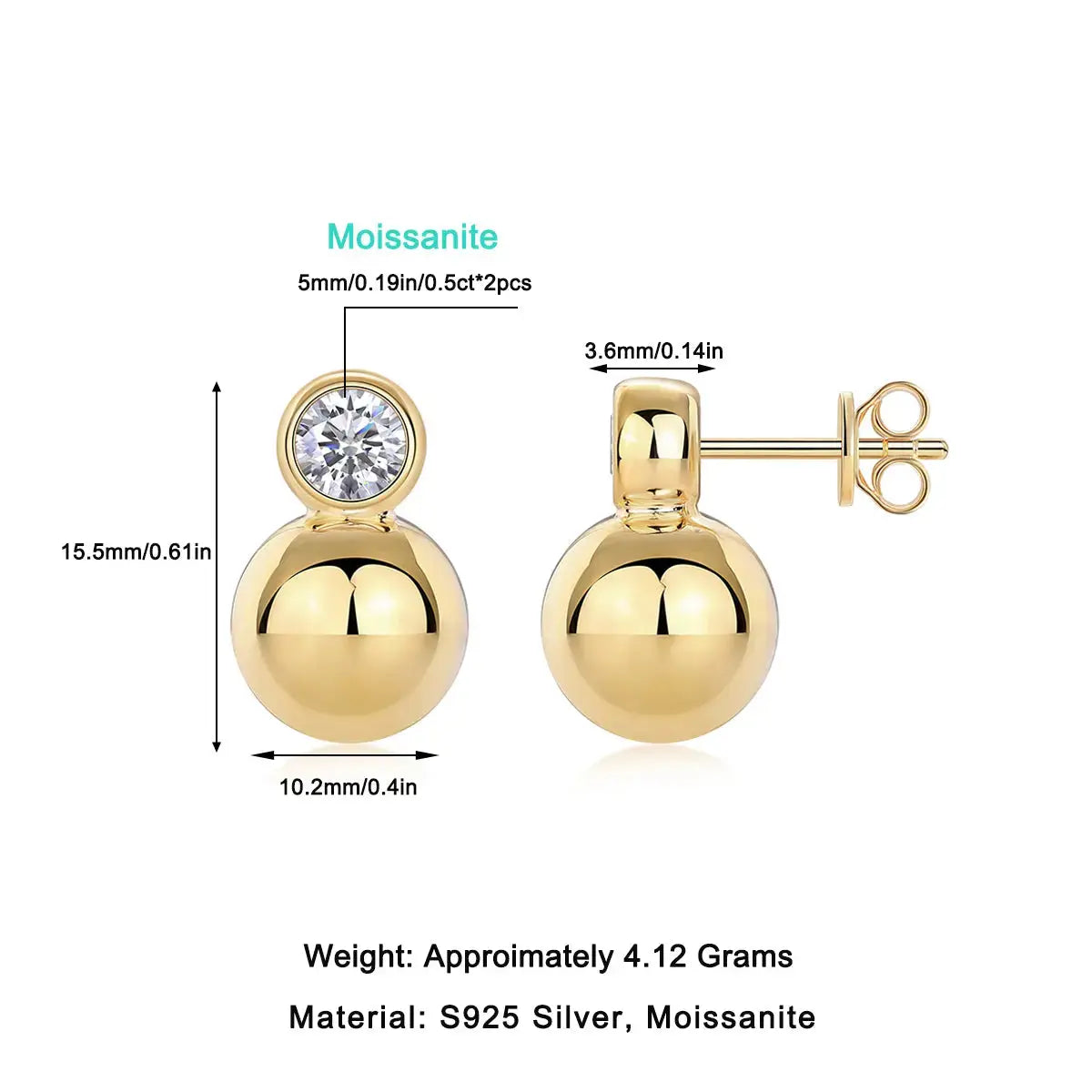 Crystal Drop Earrings - Set With Top-quality Moissanite Luxury Fashion Light Luxury Jewelry Silver Stud Earrings S925 Silver Electroplated Gold NP Collection