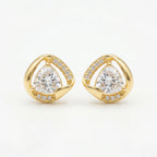 925 Sterling Silver Contemporary Trillion-Cut Stud Earrings Featuring Brilliant Pavé-Set Accents
