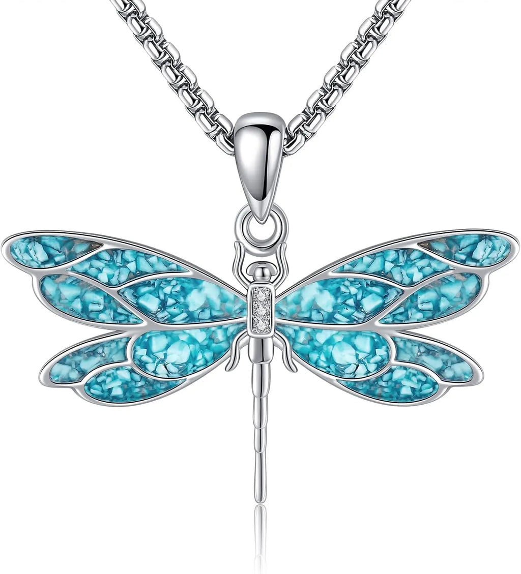 Turquoise Necklace Dragonfly 925 Sterling Silver 