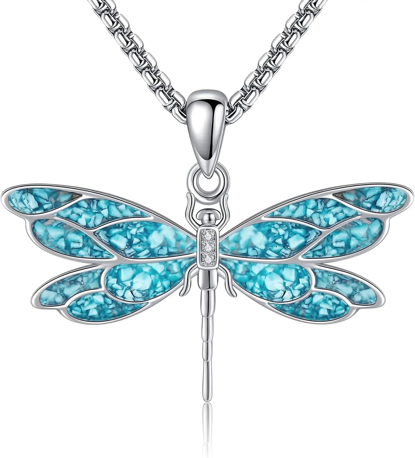 Turquoise Necklace Dragonfly 925 Sterling Silver 