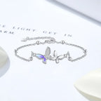 S925 Sterling Silver Forest-Style Flower and Butterfly Bracelet NP Collection