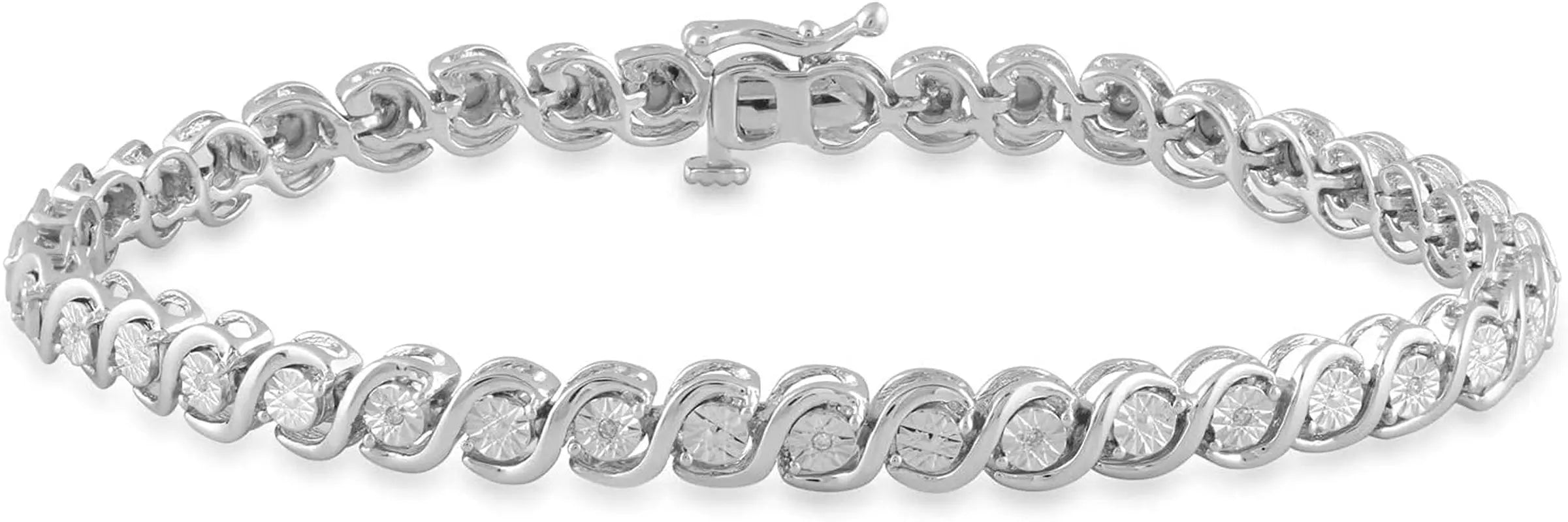 Sterling Silver 1/20 Cttw round Diamond Bracelet, 7.5" | Fine Jewelry with Gift Box