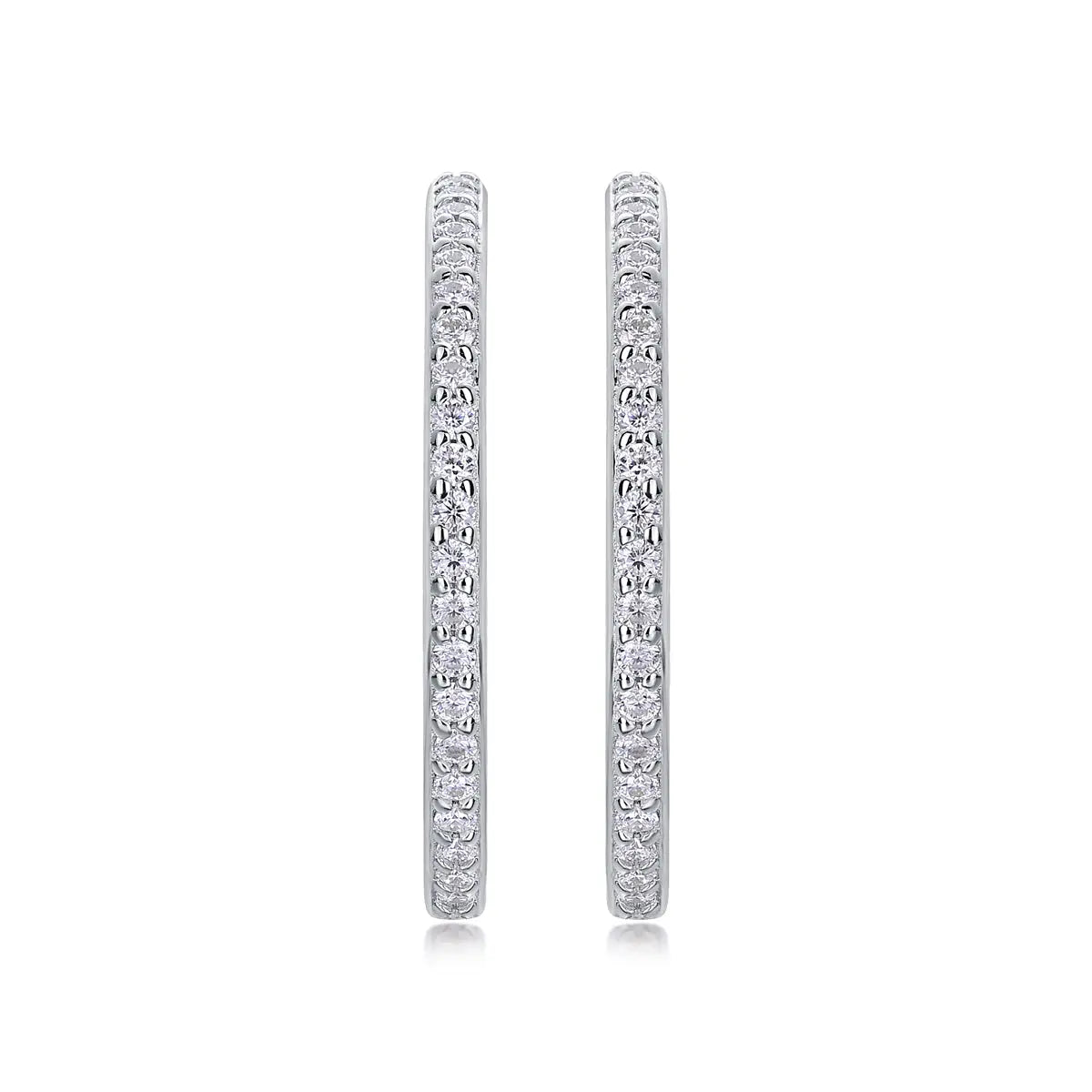1Ribbon - Square Moissanite S925 Sterling Silver Earrings with Platinum-Plated Stud Earrings
