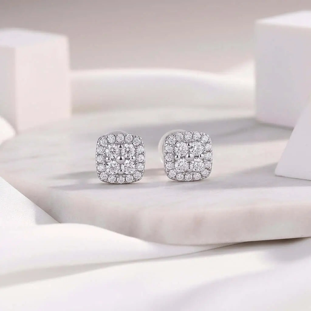 Mini Moissanite Stud Earrings – S925 Sterling Silver Platinum-Plated