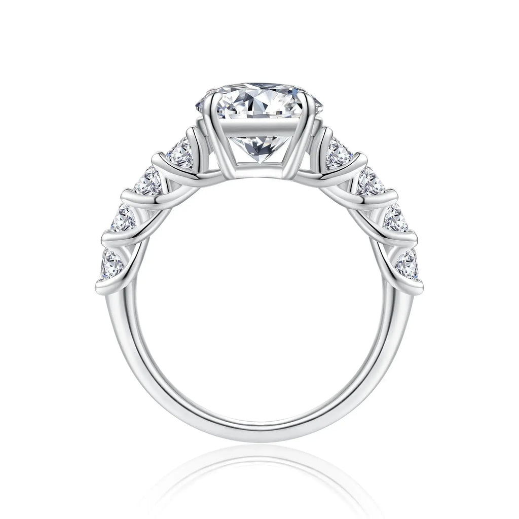 A 3-carat Luxury And Fashionable Light Luxury Jewelry Silver Ring Set With Top-quality Moissanite, S925 Silver Plated With Platinum NP Collection