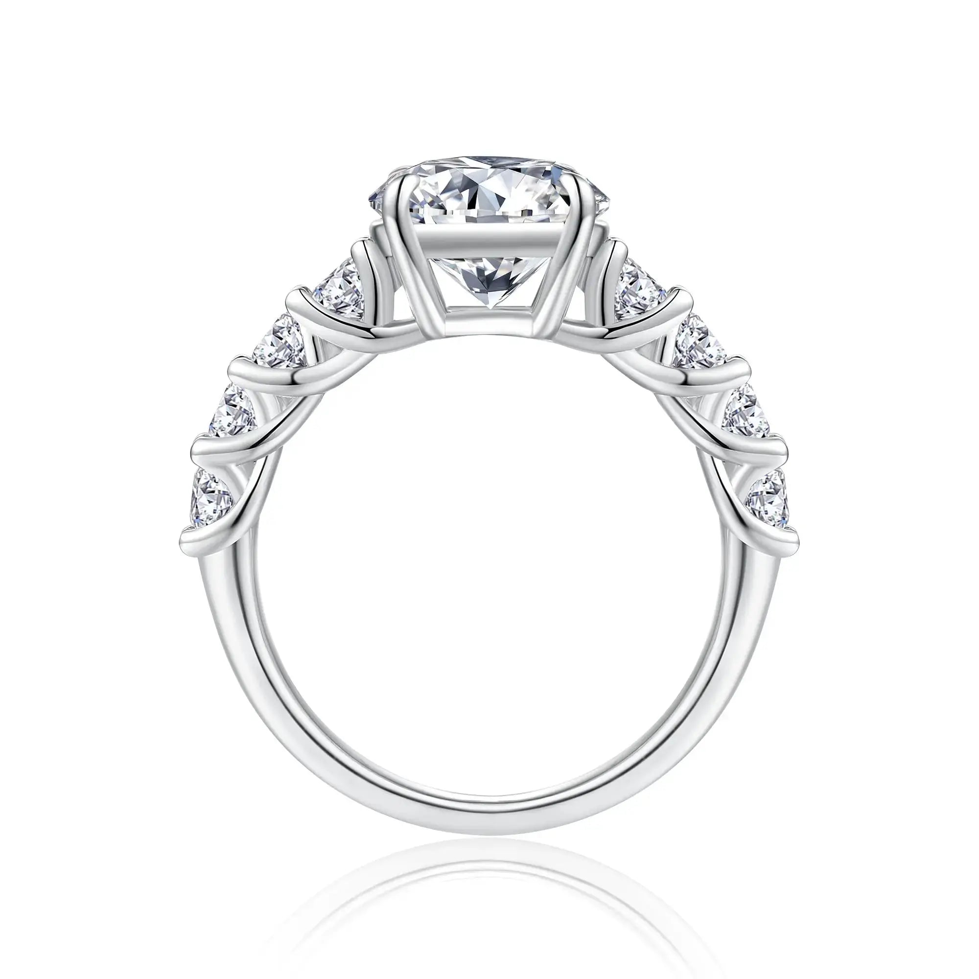 A 3-carat Luxury And Fashionable Light Luxury Jewelry Silver Ring Set With Top-quality Moissanite, S925 Silver Plated With Platinum NP Collection