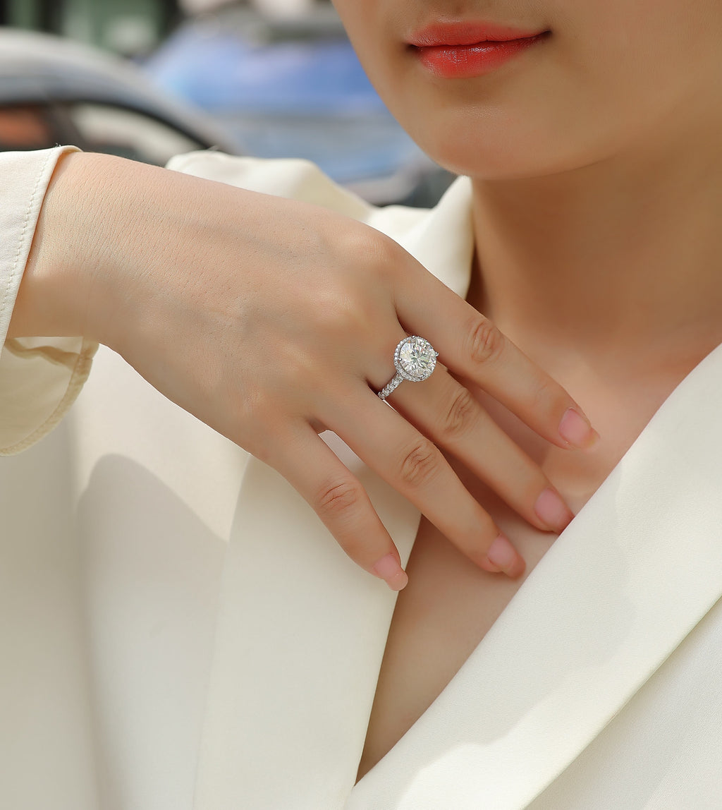 Starry Sky - 5-carat Moissan Diamond S925 Sterling Silver And Platinum-plated Diamond Ring