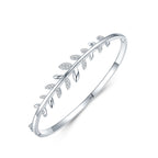 S925 Silver Bracelet Leaf Oval Open-ended