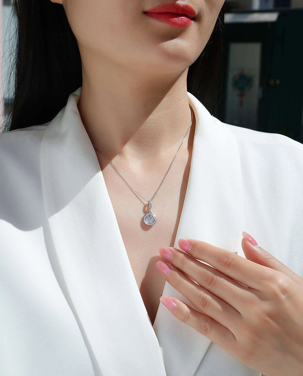 Double Ring Combination - Set With Top-quality Moissanite Fashionable Light Luxury Jewelry Silver Pendant Necklace S925 Silver Electroplated Platinum NP Collection