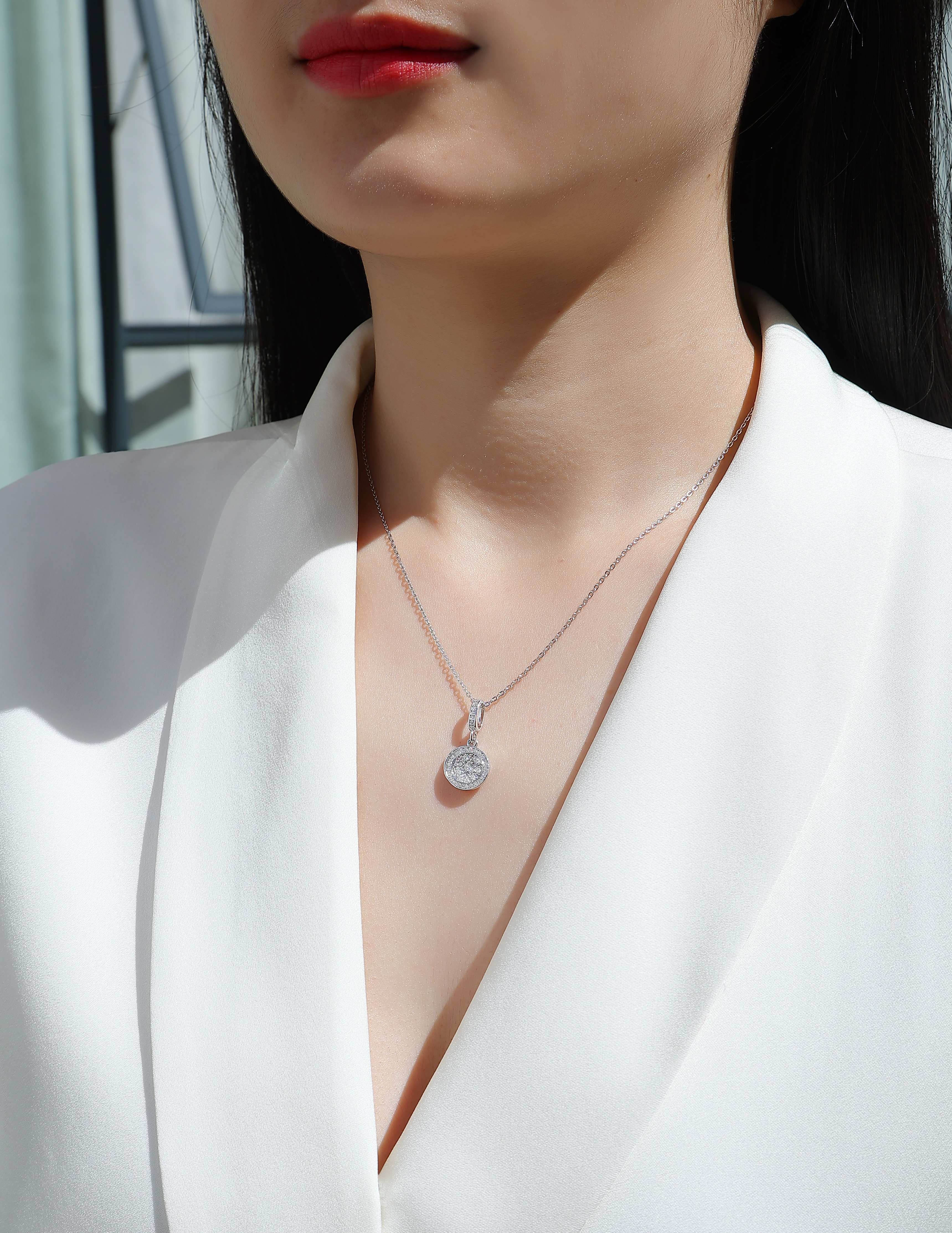 1Double Ring Combination Diamond Jewelry Piece Set with Moissanite S925 Sterling Silver and Platinum-Plated Pendant