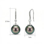 925 Sterling Silver Sophisticated Tahitian Black Pearl Drop Earrings with Shimmering Accents in Elegant Silver Tones