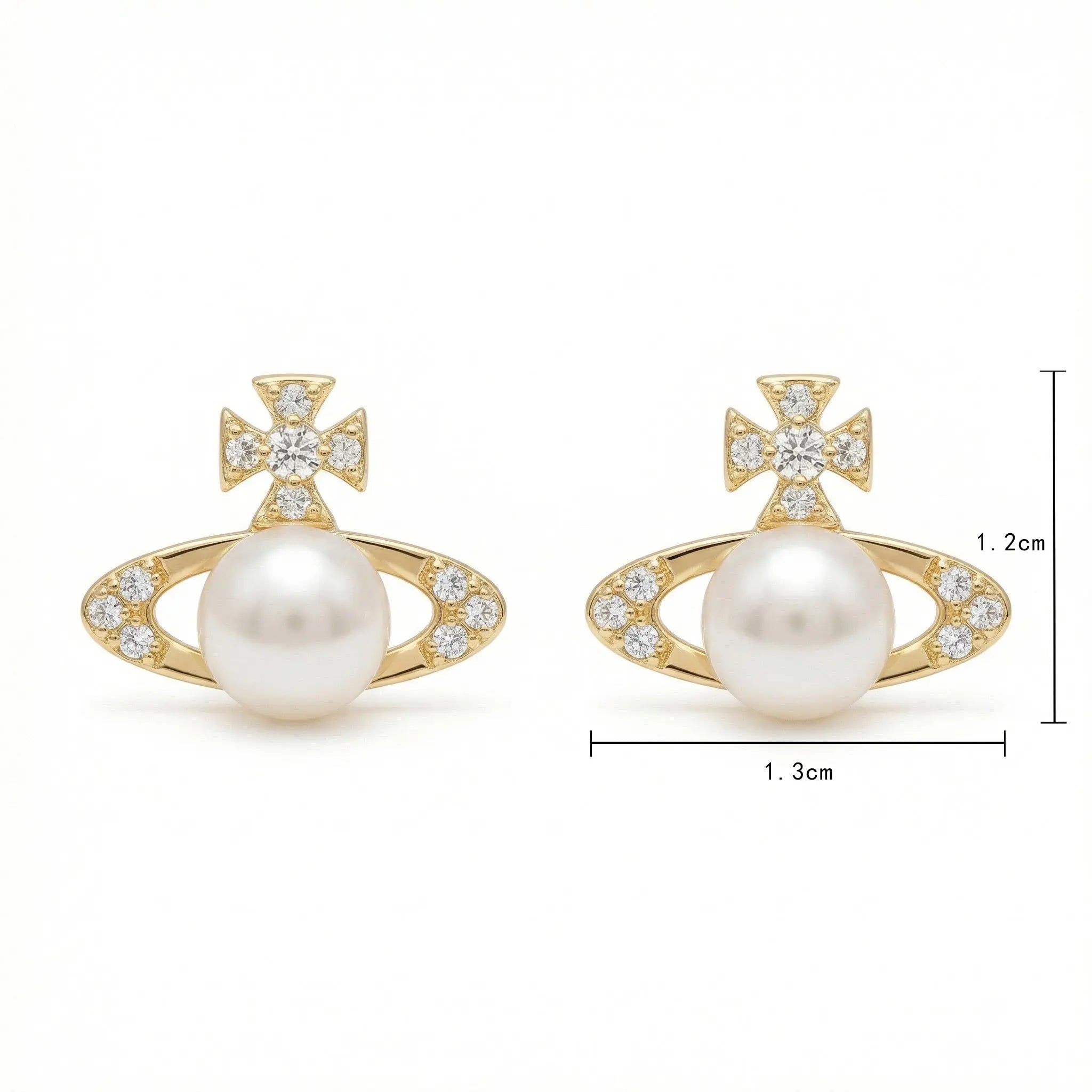 925 Sterling Silver Elegant Orb Pearl Stud Earrings with Sparkling Crystal Accents