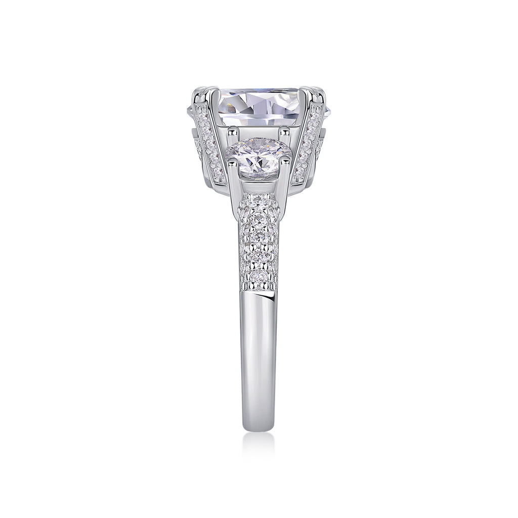 Dazzling Stars - 5-carat Moissan Diamond S925 Sterling Silver And Platinum-plated Diamond Ring