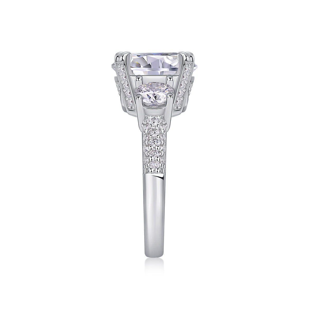 Dazzling Stars - 5-carat Moissan Diamond S925 Sterling Silver And Platinum-plated Diamond Ring