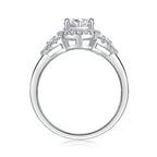 Large Diamond Wedding Ring with Moissanite Silver Ring 